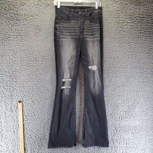 Buckle Black Jeans Womens Size 27 Black Bootcut Distressed Stretch Denim